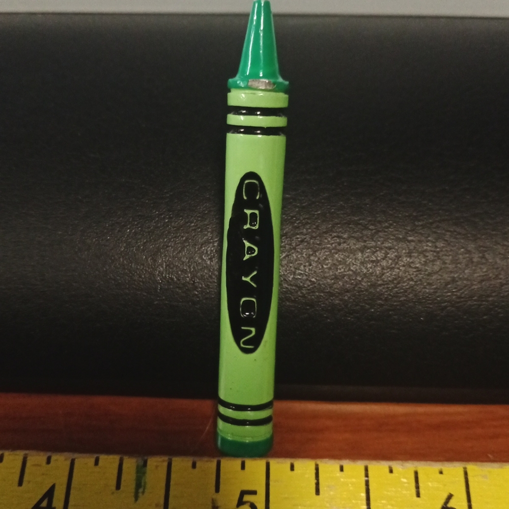 Vintage Green Crayola Crayon Lapel Pin 1980's Gem